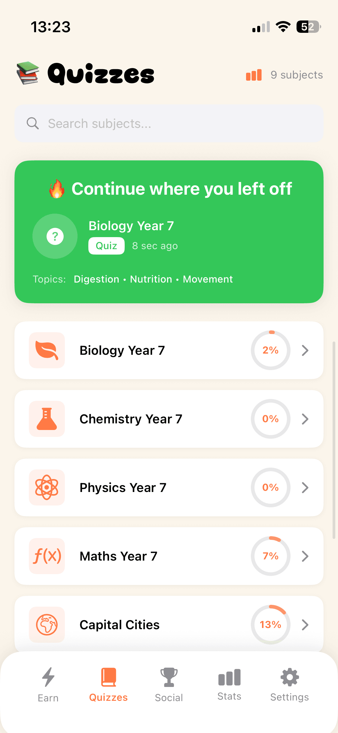 EarnIt learning dashboard