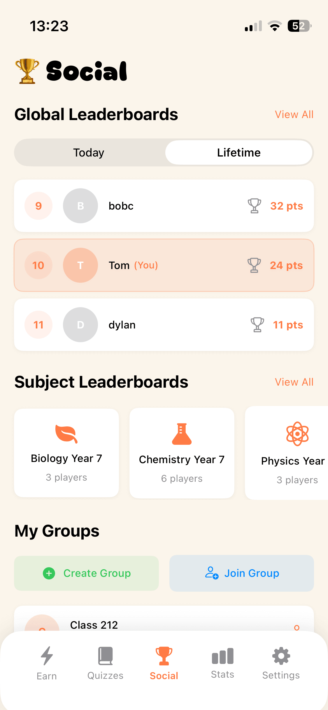 EarnIt quiz interface